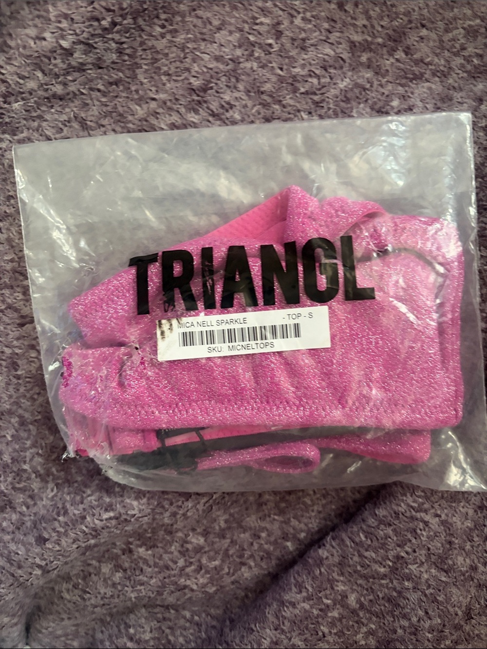 TRIANGL Mica Nell Sparkle Bikini Top, size small